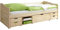 TiCAA Einzelbett Sofabett Funktionsbett, Marlies mit Schubkasten für Schlafzimmer, Kinderzimmer Kiefer Massivholz Bettgestell 90 x 200 cm