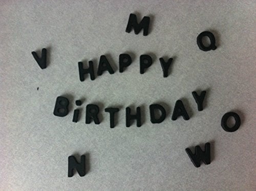 Edible Letters Cupcake Cake Toppers & Decorations - Up to 30 Letters (Black) for Wedding