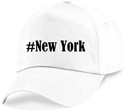 Reifen-Markt Base Cap Hashtag #New York Größe Uni Farbe Weiss Druck Schwarz