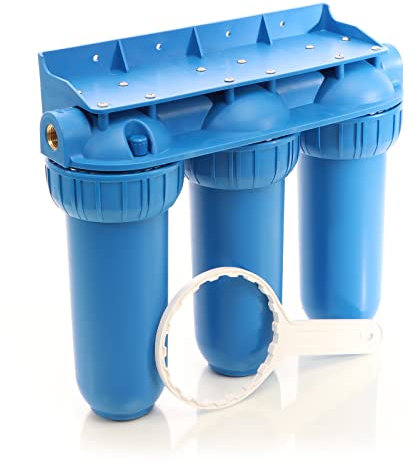 Naturewater Filtro dell'acqua a 3 livelli NW-BR10B5, con cartucce filtranti da 254 mm, attacco tubo 32,89 mm