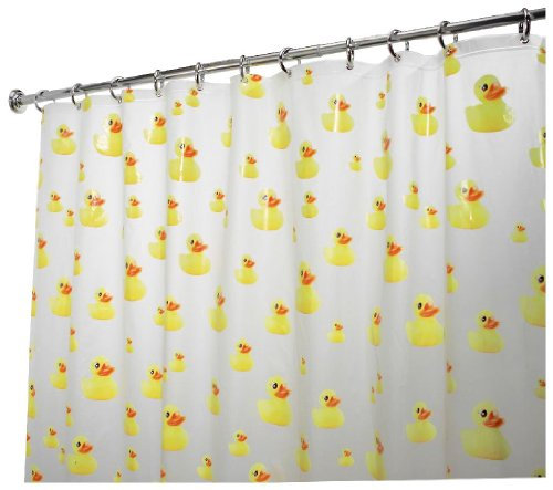 iDesign Novelty EVA/PEVA Duschvorhang aus PEVA, wasserdichter Vorhang für Badewanne und Dusche in 183,0 cm x 183,0 cm, gelb/orange