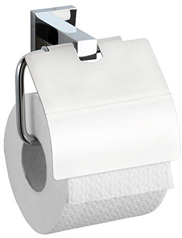 WENKO Power-Loc® Toilettenpapierhalter San Remo - Befestigen ohne bohren, Messing, 14 x 13 x 7 cm, Chrom