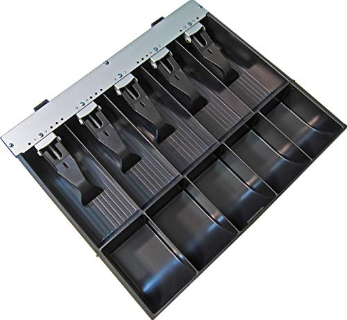 APG Vasario Series Cash Drawer Replacement Tray | Plastic Molded Till for Cash Register| 5 Bill/ 5 Coin Compartments | 14.2 x 2.35 x 12.05 | VPK-15B-2A-BX