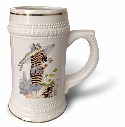 3dRose Pretty Zelda Zebra Cartoon - Stein Mug, 18oz, 22oz, White