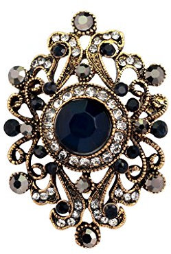 Vintage-Schmuck im alten Stil, klassische Diamantblume, vergoldete Strass-Broschen, Anstecker für Damen, blau, xl