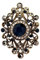 Vintage-Schmuck im alten Stil, klassische Diamantblume, vergoldete Strass-Broschen, Anstecker für Damen, blau, xl
