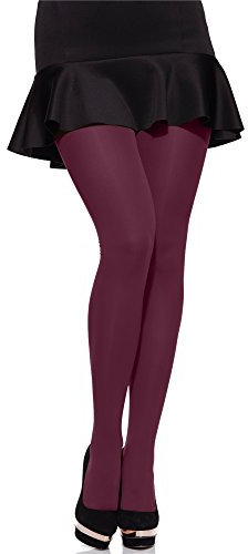 Merry Style Collants Microfibre pour Femmes, Collants Élastiques et Opaques Grandes Tailles MS 162 60 DEN (Bourgogne, XXXL)