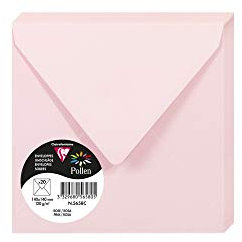 Clairefontaine 5658C - Paquet de 20 Enveloppes Gommées - Format Carré 14x14cm - 120g/m² - Coloris Rose - Invitation Evènements et Correspondance - Gamme Pollen - Papier Premium Lisse