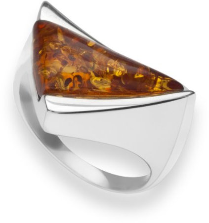 InCollections Damen-Ring 925/000 Sterlingsilber mit Bernstein Größe 58 (18.5) 851A272141100