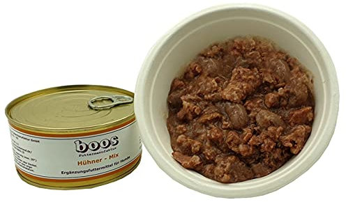 Boos Hühner Mix 6 x 300g I Ergänzungsfuttermittel für Hunde I Hundefutter Nassfutter I Hühnermägen Hühnerherzen Hühnerleber Barf