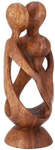 GURU SHOP Holzfigur, Statue, Deko Objekt Feng Shui 20 cm - Familie/Dunkelbraun, Dekoobjekte