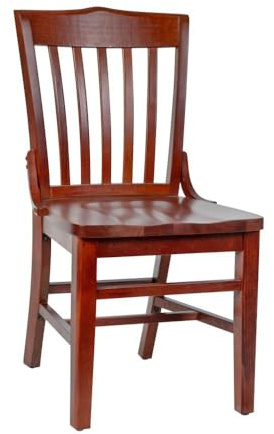 Flash Furniture Hercules Series School House Back Wood Restaurant Chair, Classic Armless Dining Chair for Restaurants/Kitchens, Mahogany Wood Finish