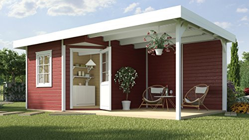 weka Designhaus 213 B Gr.2, 5-Eck, schwedenrot, 28 mm, ET, F, Anbau 300 cm