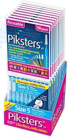 Piksters Interdentalbürste, 10 Bürsten pro Packung, 10 Stück (100 Stück) (Größe 5, Blau, 0,70 mm)