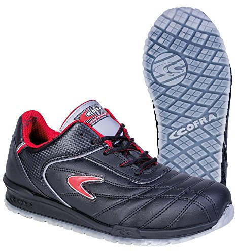 Cofra 78430-000.W42 MEAZZA S1 P SRC Sicherheitsschuhe, Schwarz/Rot, Größe 42
