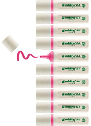 edding 24 EcoLine highlighter - pink - 10 Textmarker - Keilspitze 2-5 mm - zum schnellen und einfachen Markieren und Hervorheben von Texten und Notizen - nachfüllbar, aus recycelbarem Material