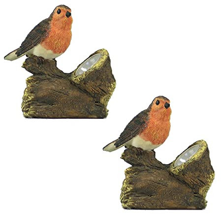 Dapo 2 x Solarleuchte Vogel auf dem Baumstamm Solar-Stick Solar-Gartenleuchte Solar-Garten-Balkon-Terrassen-Blumentopf-Blumenbeet-Dekorations-Weihnachts-Leuchte