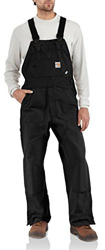 Carhartt Ungefütterter Latzoverall für Herren, entflammbar, Ente, Schwarz