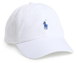 POLO RALPH LAUREN Men's Chino Sport Cap, White/Marlin Blue, One Size