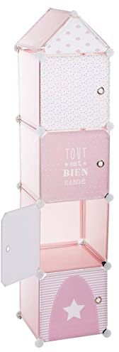 Atmosphera - Casiers de Rangement Enfant Colonne - Rose 34x139 cm