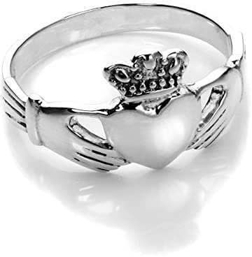 Sterling-Silber Polierter Claddagh Keltischer Herz Ring | Ringgröße: 63 (Innendurchmesser 20,1mm) | Erhältliche Ringgrößen 49-63