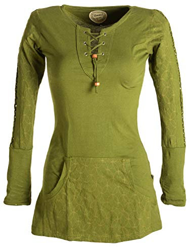 Vishes - Alternative Bekleidung - Bedrucktes Longshirt aus Baumwolle mit Kängurutasche Olive 46
