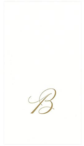 Caspari Signature Gold Gästehandtücher mit Initiale B, Papierleinen, weiße Perle, 24 Stück