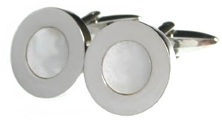magdalena r. Perlmutt Manschettenknöpfe Weiss silbern rund 17 mm Durchmesser elegant zeitlos + schöner Geschenkbox - Elegantes Accessoire für die Umschlagmanschetten