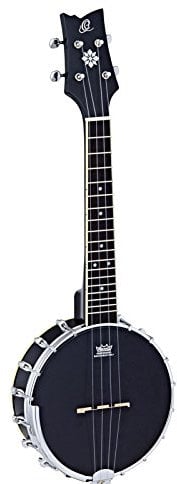 Ortega Guitars Banjo Ukulele Akustisch – Banjolele Series – Closed Back – Remofell/Ahorn, Schwarz (OUBJ100-SBK)