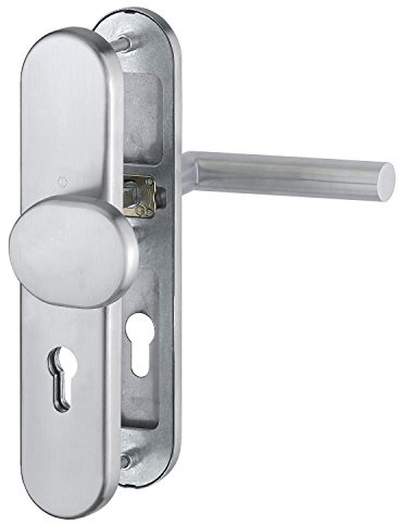 HOPPE 3898223 Sicherheits- Wechselgarnitur Amsterdam - DIN-Norm Entfernung 92 mm, Langschild Profilzylinder für Türstärke 67-72 mm ohne Kernziehschutz, Klasse 3, edelstahl matt,1 Stück