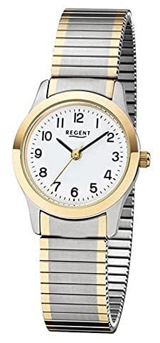 Regent 75650999 Edelstahl Damenuhr Zugband Bicolor