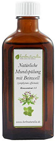 herbnaturalia ® Beinwell Mundspülung Konzentrat (100ml) mit Beinwell Essenz, Xylitol & Minzöl - Ergibt ca. 500ml hochwertige Mundspülung