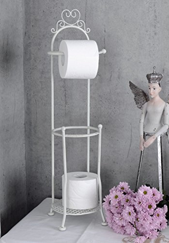 Toilettenpapierhalter Landhausstil Weiss Metall Shabby Chic WC Rollenhalter Antik Look L Hotel Paris Vintage Bad Deko 71 cm