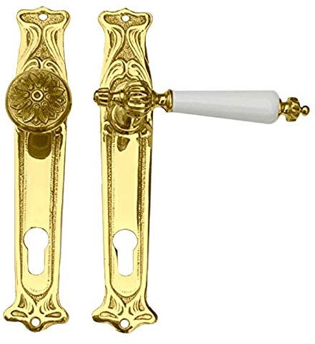 Haustür Beschlag Jugendstil Messing poliert #13-1b-MW-92