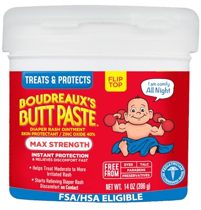 Boudreaux’s Butt Paste Maximum Strength Diaper Rash Cream, 14 Oz Jar