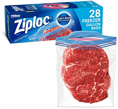 Ziploc Freezer Bags with New Grip 'n Seal Technology, Gallon, 28 Count