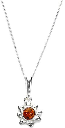 Sayers London Sterling Silber und Baltischer Bernstein Sonne Anhänger