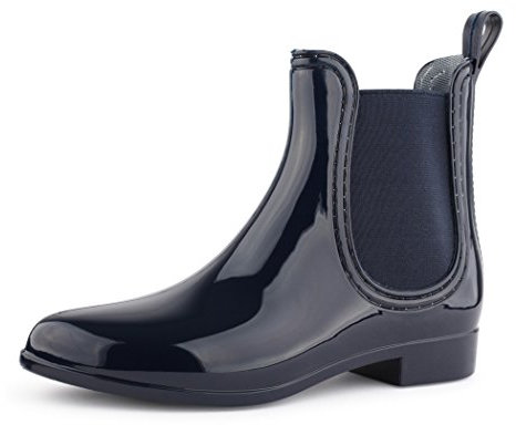 best-boots Damen Chelsea Boots Schuhe in Lack Blockabsatz Blau 1329 Größe 40