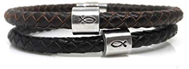 GIFTS2THEDOOR Christian Fish Bracelet, Braided Leather | Gift Boxed, Religious