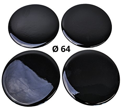 4x Silikon Aufkleber/Embleme für Nabenkappen | Motiv: Black/Schwarz | Durchmesser: 64 mm