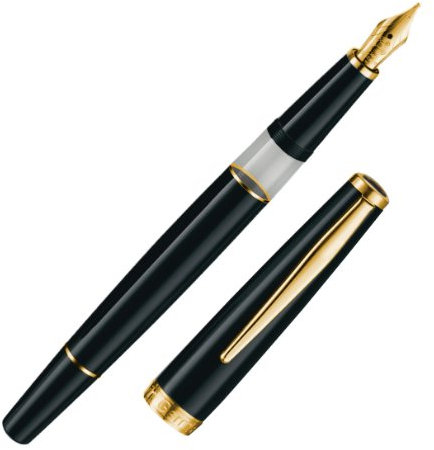 Cleo Skribent Kolbenfüllhalter Classic, schwarz, Goldfeder, Feder:breit (B)