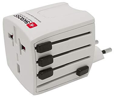 POLY POOL - PP0430 Reiseadapter Skross Micro MUV - Universal-Adapter 4 Stecker 2-polig - Spannung und Leistung 100V - 250W / 250V - 625W mit Anti-Stromschlagschutz