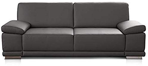 CAVADORE 3-Sitzer Sofa Corianne in Kunstleder / Leder-Couch in hochwertigem Kunstleder und modernem Design / Mit Armteilfunktion / 217 x 80 x 99 / Kunstleder grau