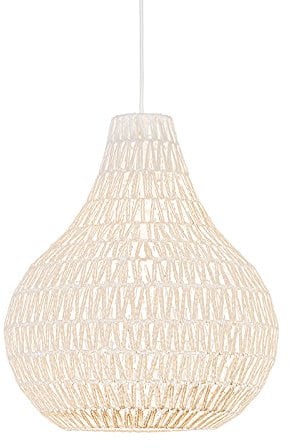 Qazqa - Design Skandinavische Hängelampe I Pendellampe I Pendelleuchte weiß 45 cm - Lina Drop I Wohnzimmer I Schlafzimmer - Seil Rund - LED geeignet E27