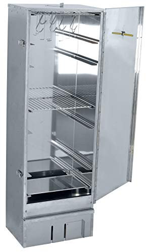 Fumoir XXL en acier inoxydable - Hauteur 120 cm - Avec thermomètre et de nombreux accessoires avec kit électrique