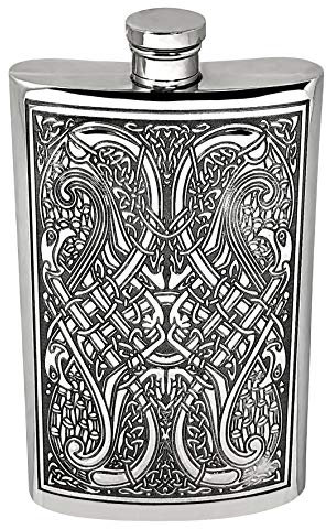 English Pewter Company Fiole de hanche en étain, 8 oz, design celtique [CEL153]