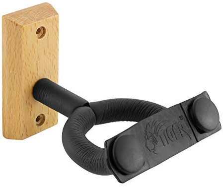 TIGER Gitarrenwandhalter mit Holzwand