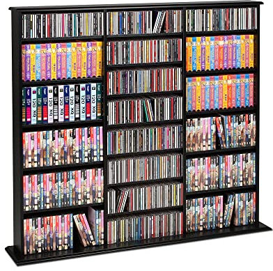 Triple Width Multimedia Storage Tower in Black Finish