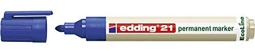 edding 21 Ecoline Permanentmarker - blau - 1 Stift - Rund-Spitze 1,5-3 mm - schnell trocknender Permanent Marker - wasserfest, wischfest - für Karton, Kunststoff, Holz, Metall - Universalmarker