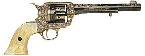 Denix Deko Kavallerie Colt mit weißem Griff vermessingt und verziert Single Action 1873